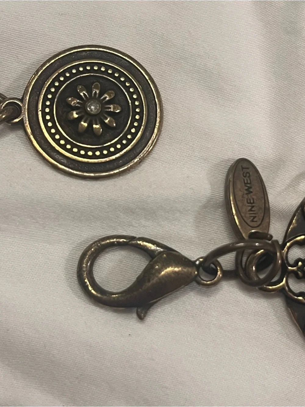 Vintage Nine West Metal Concho Statement Belt with Amber Cabochons